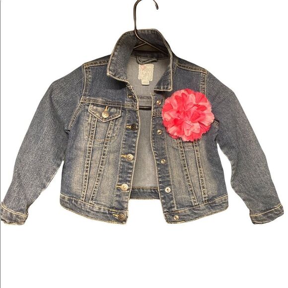 COPY - Size 4T Little Girls Childrens Place Jean Jacket w Flower Pin - Picture 1 of 4